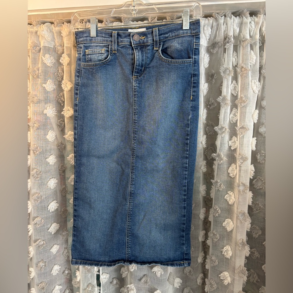Classic Blue Denim Midi Skirt